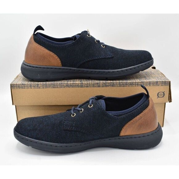 Born Mens Size 12 Marcus Navy Brown Wool Fabric Lace Up Casual Shoes Sneakers - Picture 2 of 11